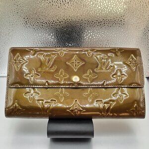 Louis Vuitton Monogram Vernis Porto Tresor international Long Wallet Bronze